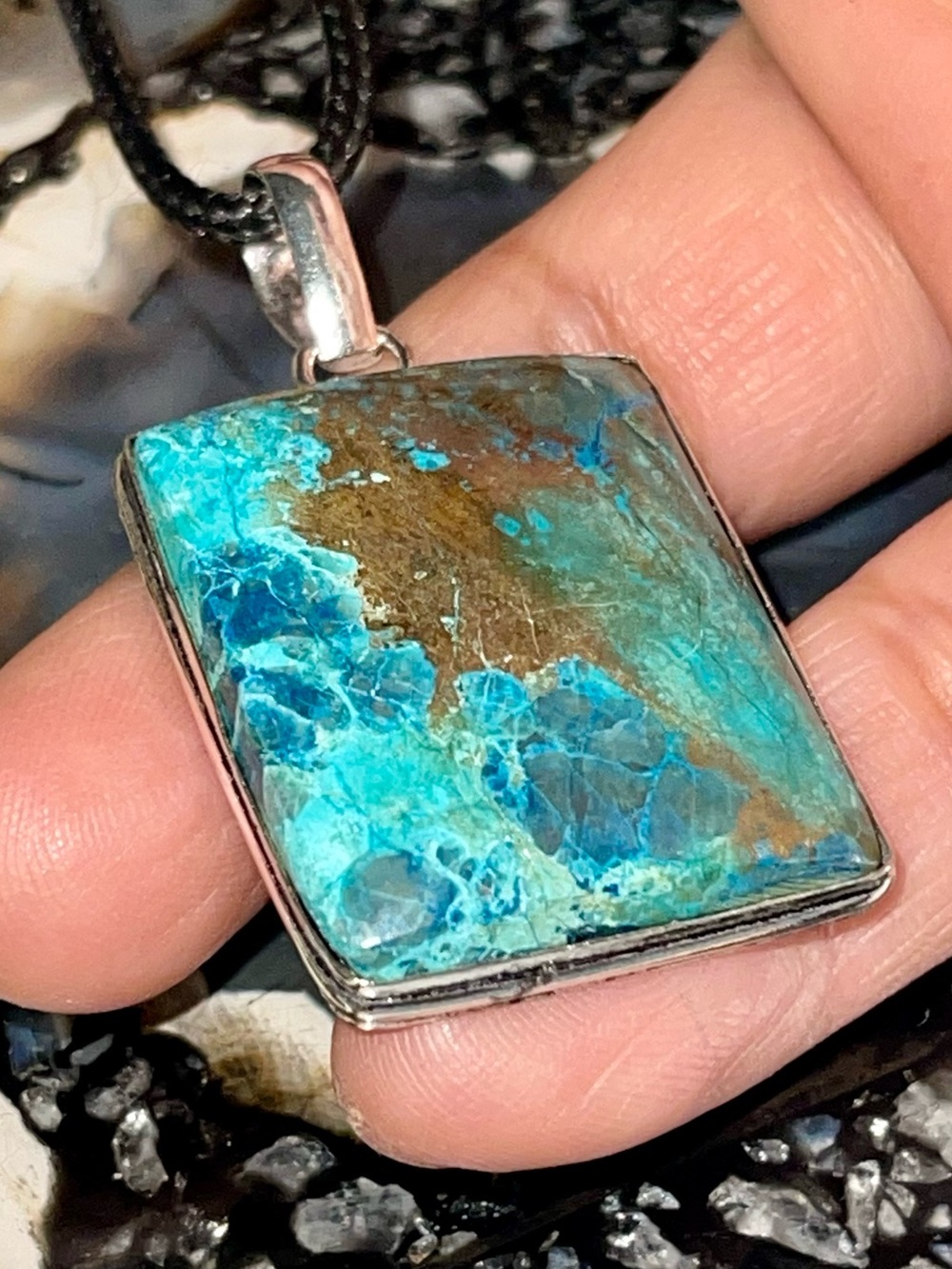 Chrysocolla Pendant- Stone of Empowerment 1 7/8”